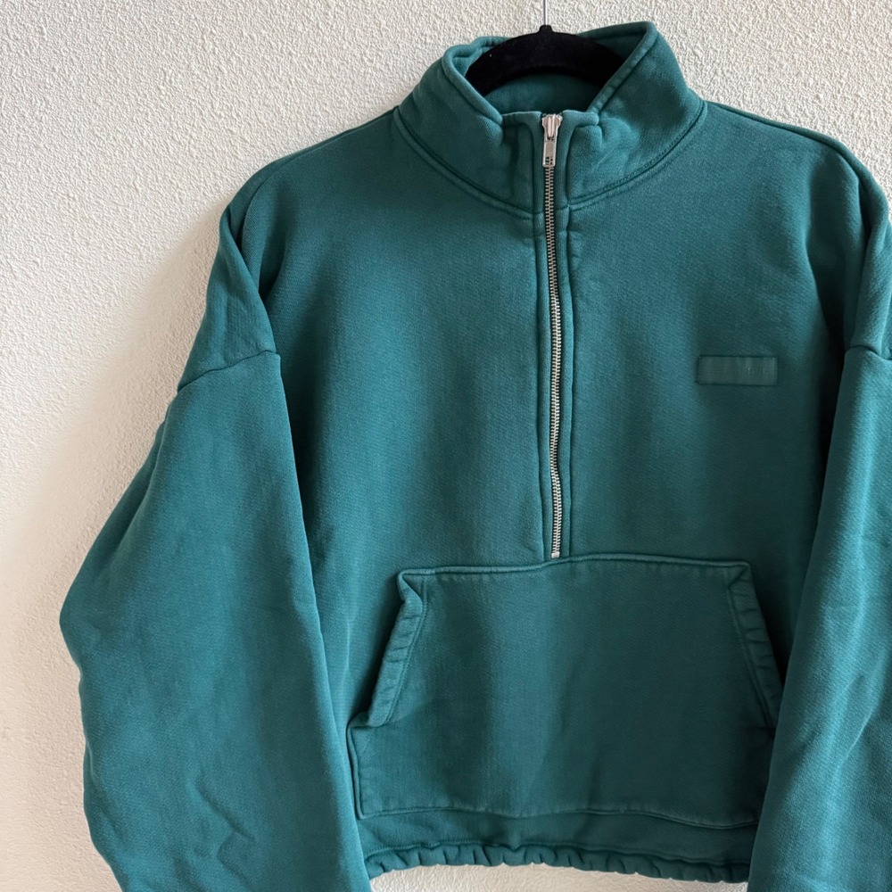Set Active Quarter Zip Pullover Womens Large Green Good Cropped Athleisure - Picture 3 of 4